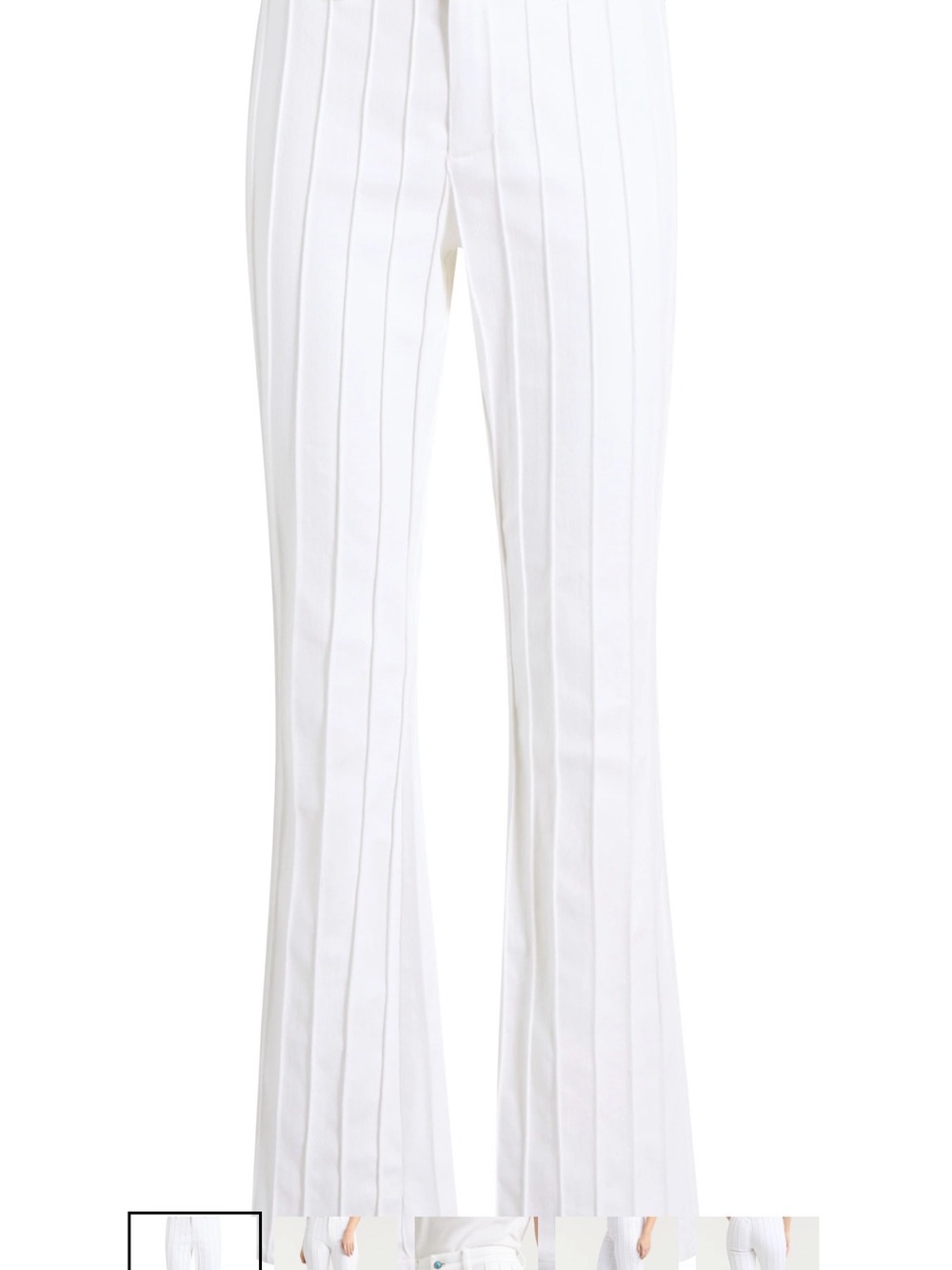 White Ribbed Flare Pants - Picture 1 of 6